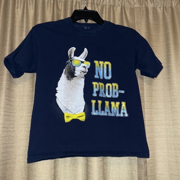 Fifthsun Boys 14/16 “No Prob-llama” Navy Short Sleeve Tee - Picture 1 of 4